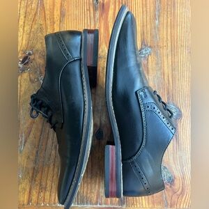 MOFRI Black Leather Oxford Edward Dress Tie Formal Mens Shoes 8